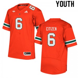 Youth TreVonte Citizen Orange Miami Hurricanes College Football #6 Jersey 938710-319