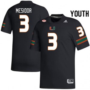 Youth Akheem Mesidor Black Miami College Football #3 Jersey 376154-658