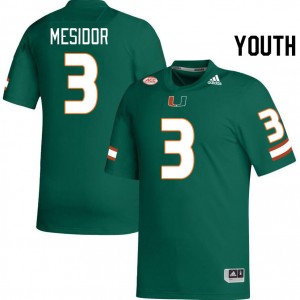 Youth Akheem Mesidor Green University of Miami College Football #3 Jersey 157036-752