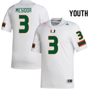 Youth Akheem Mesidor White Miami Hurricanes College Football #3 Jersey 602034-475