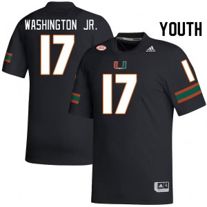 Youth Bobby Washington Jr. Black University of Miami College Football #17 Jersey 555224-591