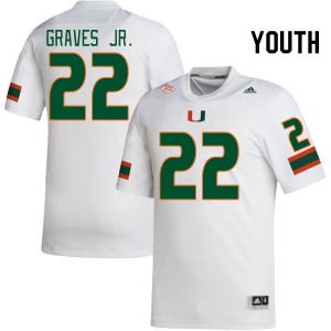 Youth Chris Graves Jr. White University of Miami College Football #22 Jersey 884605-235