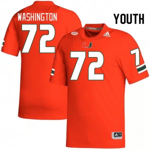 Youth Chris Washington Orange University of Miami College Football #72 Jersey 542826-808