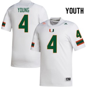 Youth Colbie Young White Miami Hurricanes College Football #4 Jersey 175309-847