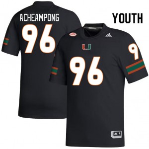 Youth Collins Acheampong Black Miami Hurricanes College Football #96 Jersey 462764-267