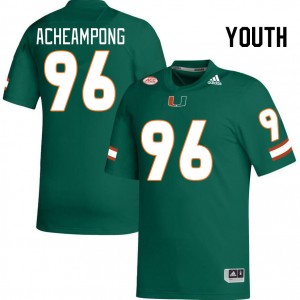 Youth Collins Acheampong Green University of Miami College Football #96 Jersey 447269-416