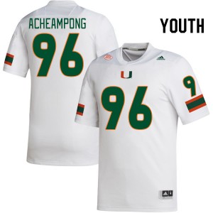 Youth Collins Acheampong White Hurricanes College Football #96 Jersey 531826-237