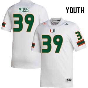 Youth Cyrus Moss White Miami College Football #39 Jersey 366965-164