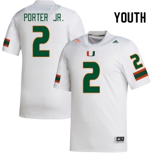 Youth Daryl Porter Jr. White Miami Hurricanes College Football #2 Jersey 117079-528