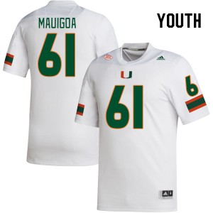 Youth Francis Mauigoa White Miami College Football #61 Jersey 296346-685
