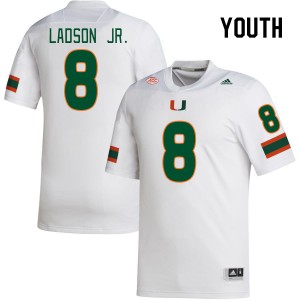 Youth Frank Ladson Jr. White University of Miami College Football #8 Jersey 200585-757