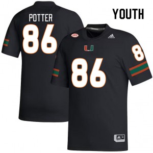 Youth Fred Potter Black University of Miami College Football #86 Jersey 539588-859