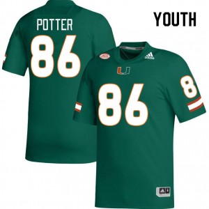 Youth Fred Potter Green Miami College Football #86 Jersey 617863-932