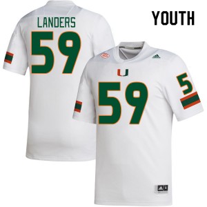 Youth Gabe Landers White Hurricanes College Football #59 Jersey 716433-776
