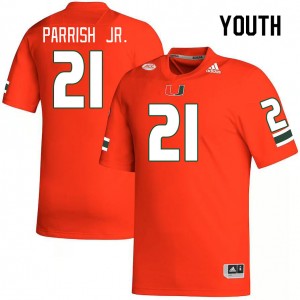 Youth Henry Parrish Jr. Orange Miami College Football #21 Jersey 218351-310