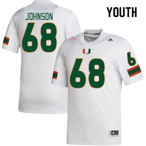 Youth Ian Johnson White Miami College Football #68 Jersey 666371-475