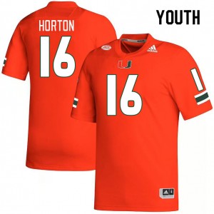 Youth Isaiah Horton Orange Miami Hurricanes College Football #16 Jersey 838765-622