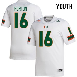 Youth Isaiah Horton White Hurricanes College Football #16 Jersey 367072-170