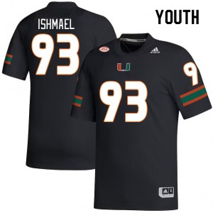 Youth Jabari Ishmael Black Miami College Football #93 Jersey 946532-910