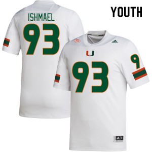Youth Jabari Ishmael White Miami College Football #93 Jersey 520885-967