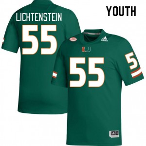 Youth Jacob Lichtenstein Green Miami College Football #55 Jersey 507793-643
