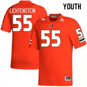 Youth Jacob Lichtenstein Orange Miami College Football #55 Jersey 428788-809