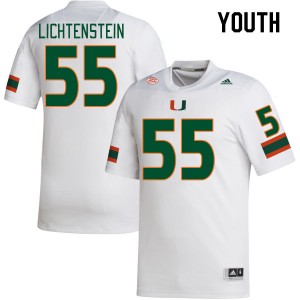 Youth Jacob Lichtenstein White Hurricanes College Football #55 Jersey 777997-956