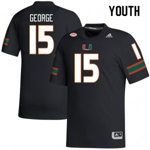 Youth Jacolby George Black Miami College Football #15 Jersey 548081-151