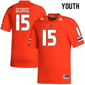 Youth Jacolby George Orange Miami College Football #15 Jersey 699345-726