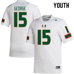 Youth Jacolby George White Miami College Football #15 Jersey 996220-438