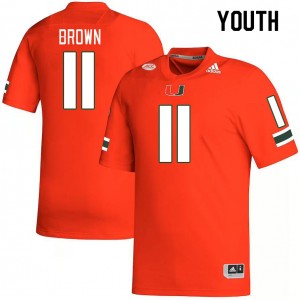 Youth Jacurri Brown Orange Miami College Football #11 Jersey 890439-530