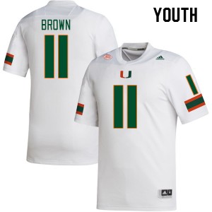 Youth Jacurri Brown White Miami Hurricanes College Football #11 Jersey 604854-596