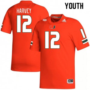 Youth Jahfari Harvey Orange Hurricanes College Football #12 Jersey 288842-766