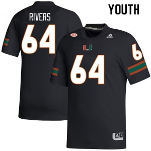 Youth Jalen Rivers Black Miami College Football #64 Jersey 519144-348