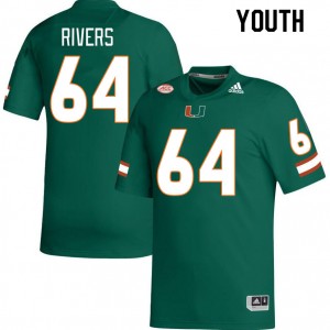 Youth Jalen Rivers Green University of Miami College Football #64 Jersey 533372-102