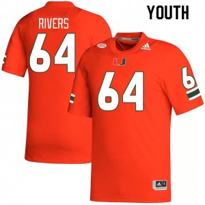 Youth Jalen Rivers Orange Miami Hurricanes College Football #64 Jersey 453795-320