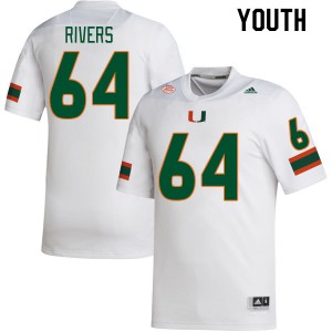 Youth Jalen Rivers White Miami College Football #64 Jersey 222517-303