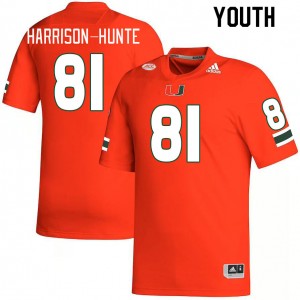 Youth Jared Harrison-Hunte Orange Hurricanes College Football #81 Jersey 132659-546