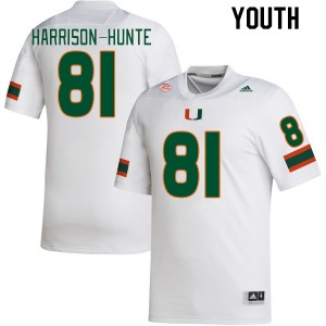 Youth Jared Harrison-Hunte White University of Miami College Football #81 Jersey 448774-168