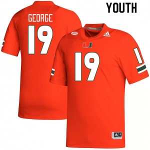 Youth Jayden George Orange Miami College Football #19 Jersey 214143-326