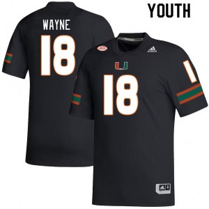 Youth Jayden Wayne Black Miami Hurricanes College Football #18 Jersey 864658-350