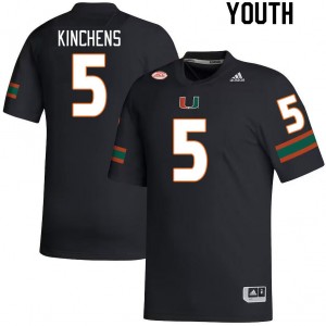 Youth Kamren Kinchens Black Miami College Football #5 Jersey 401903-326