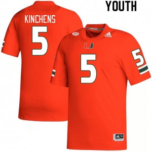 Youth Kamren Kinchens Orange University of Miami College Football #5 Jersey 317512-760