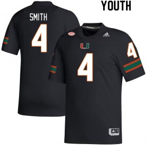 Youth Keontra Smith Black Hurricanes College Football #4 Jersey 573452-304