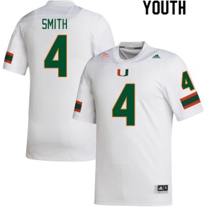 Youth Keontra Smith White Miami Hurricanes College Football #4 Jersey 133569-434