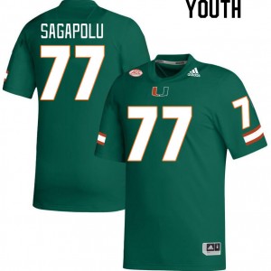 Youth Logan Sagapolu Green Miami College Football #77 Jersey 699770-692