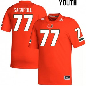 Youth Logan Sagapolu Orange Miami Hurricanes College Football #77 Jersey 179107-699