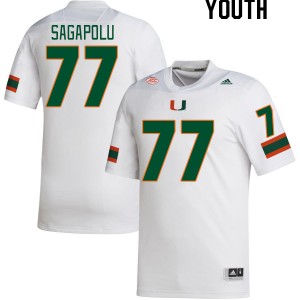 Youth Logan Sagapolu White Miami College Football #77 Jersey 410427-945