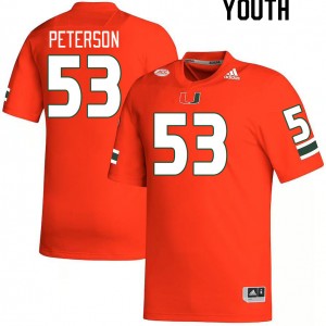 Youth Lucas Peterson Orange Miami College Football #53 Jersey 152642-880