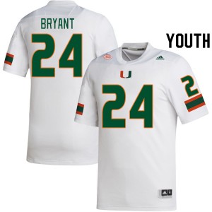 Youth Malik Bryant White University of Miami College Football #24 Jersey 394712-486